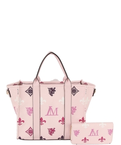 2in1 Fashion Tote Bag with Matching Wallet LMP003-1W PINK